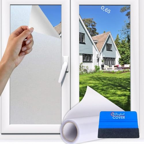 Cover - Película de Ventana antirreflectante, película Opaca con raspador para Cristal antirrayos UV Esmerilado para Cuarto de baño, Cocina, Oficina y hogar (30x300)