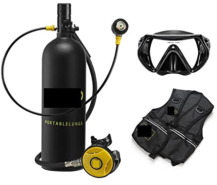 Mini bouteille de plongée, 2 Litres Équipement De Plongée En Apnée Réservoir D'oxygène De Plongée Recycleur Sous-marin Manomètre Résiduel pour le sauvetage en exploration sous-marine ( Color : Black b