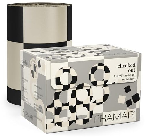 Framar Papel Mechas Peluqueria - Papel Aluminio Peluqueria, Láminas para el Cabello Largo con Textura en Relieve Antideslizante para Estilistas de Cabello – Estampado a cuadros - 97,5 m