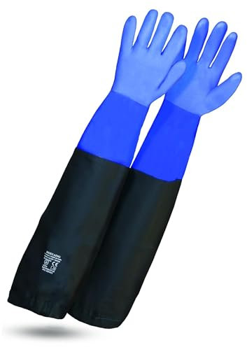 ROSTAING Handschuhe WETPRO - Ein Paar wasserdichte Arbeitshandschuhe - Für die Instandhaltung von Teichen, Gruben oder Aquarien - Lange, wasserdichte Schutzhandschuhe Blau und Schwarz - Klempnerei
