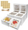 Kleemeiero 12 Stück Tortenschachtel mit Tortenbrett und 1 Hanfseil 2 Blatt Aufkleber 25 x 25 x 13 cm Tortenkartons Weiß Kuchenkarton mit Sichtfenster Tortenbox Verpackungsbox für Torten Cake Kuchen