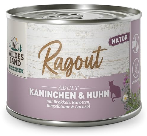 Ragout Rabbit & Chicken mit Broccoli, Karotten, Marigold und Lachsöl, 180 g