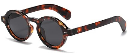 WDZAYXC Runde polarisierte Sonnenbrille mit dickem Rahmen für Herren und Damen(Leopard/Grau)