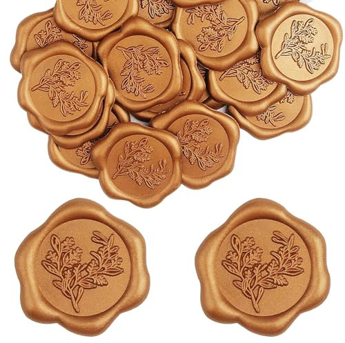20 Stück goldene Wachssiegel,selbstklebend,Wachssiegelaufkleber,Vintage,Siegelaufkleber,Hochzeit,klassische Dekoration für Einladungen,Umschläge,Geburtstage und Partys (Rosmarinmuster) (Antikes Gold)
