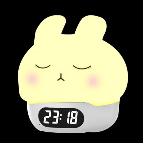 Gvblkq Bunny Wecker, Schlaftraining Nachtlichter, Kaninchen Silikon Pat Licht, Kaninchen Digitaler Wecker, lustige Kaninchen-Aufwachlampe, Kinderzimmer-Wecker, Kaninchen-Nachtlicht-Uhr