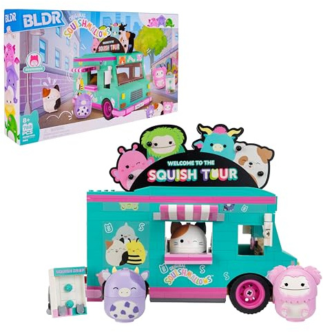 Squishmallows BLDR Bauset – Squish Tour Van mit 788 Teilen, inkl. Cam, Bubba & Brina – Offiziell Lizenziertes Spielzeug