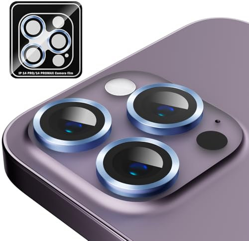 MINUUISCT Protector de lente de cámara compatible con iPhone 12 Pro Max, protector de pantalla de cristal templado ultra HD inastillable, color azul