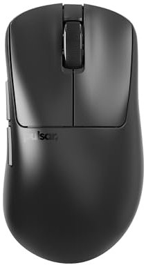Pulsar Gaming Gears Xlite v4 - Ratón inalámbrico para juegos, ultraligero, 2.04 oz (58 g), ergonómico, interruptor óptico, 32000 DPI, 750 IPS, sensor XS-1, compatible con 8K (grande, negro)