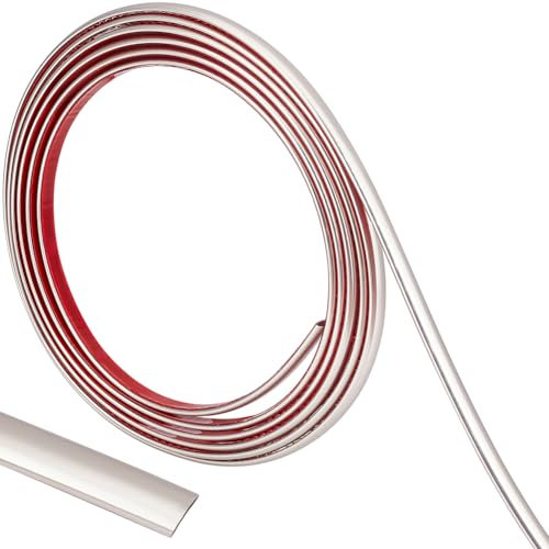 CRASPIRE 10Ft/3M Flexible Molding Trim Peel and Stick White Silver Self Adhesive Waterproof Wall Mirror Corner Round Edge Tile Trim Ceiling Countertop for Floor Furniture Baseboard Border Door