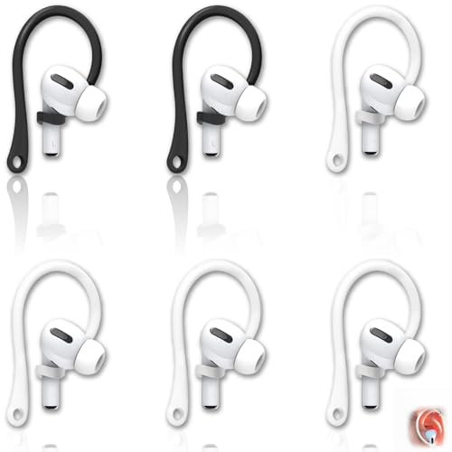 Lot de 6 crochets d'oreille, ajustement confortable, design ergonomique, antidérapant, crochets d'oreille, accessoires pour écouteurs, adaptés pour le sport et la course à pied (noir + blanc)