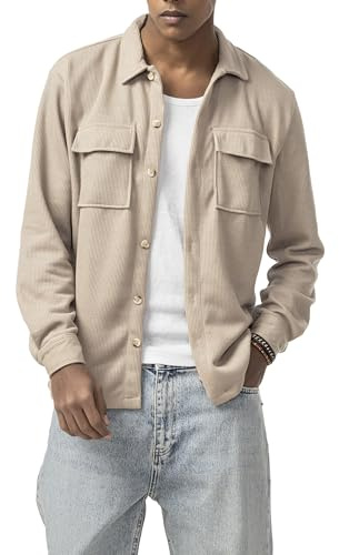 Redbridge by Spruce - Overshirt mit Strukturstoff Lässiges Hemd Oversized für Freizeit und Streetwear Beige S