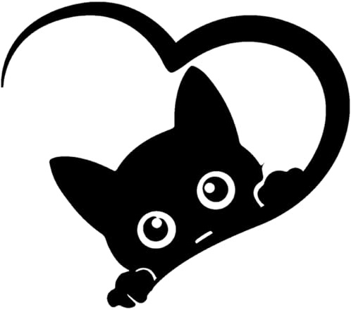 Samunshi® Herz mit Katze als Aufkleber für Auto Motorrad Helm Fahrrrad Notebook Tablet Autoaufkleber Sticker Heartbeat EKG Motorradaufkleber Silhouette 10 x 8,7cm schwarz