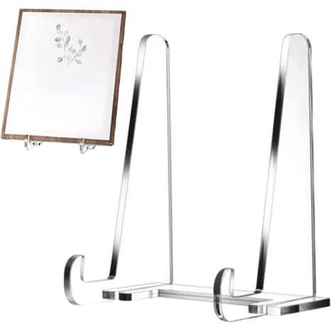 Supporto in acrilico – Supporto per foto in acrilico, trasparente, supporto per tavolo da lavoro, base quadrata, piastra decorativa per domestica e la scuola