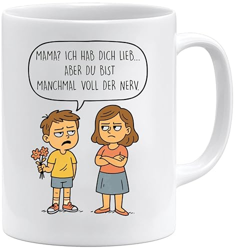 Jungle Mug Lustige Mama Tasse – Mama ich hab dich lieb aber du bist manchmal voll der Nerv | Witziges Muttertagsgeschenk | Geschenk für Frauen Oma