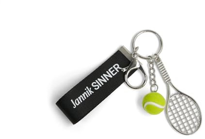 Pigna, llavero Jannik Sinner, con colgantes de tenis, con anilla y gancho, paquete de 1 unidad