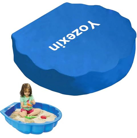 Yozexin Sand Shell Cover 100 x 15 cm, Sand Shell Round Tarpaulin Waterproof Protective Cover with Lid Sandpit Shell for Water Shells and Sand (Blue)