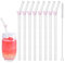 9-Piece Set Glass Straws, Glass with Straw, Equipped with A Cleaning Brush, Reusable for Coffee, Tea, Juice, Smoothies, Cocktails