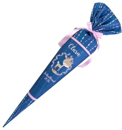 Dein Lieblingsteil Deine Schultüte aus Stoff Kuschel Velvet Wunschmotiv individualisierbar mit Wunschname personalisierbar 70 cm 85 cm – Mädchen (70 cm mit Kissen, Modell 4: REH)