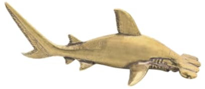 Fenteer Hammerhai-Ornament-Skulptur aus Messing, 16,6 x 5,7 cm, Meerestier-Statue, Hai-Skulptur, Sammlung, Schreibtisch-Statue, Dekoration
