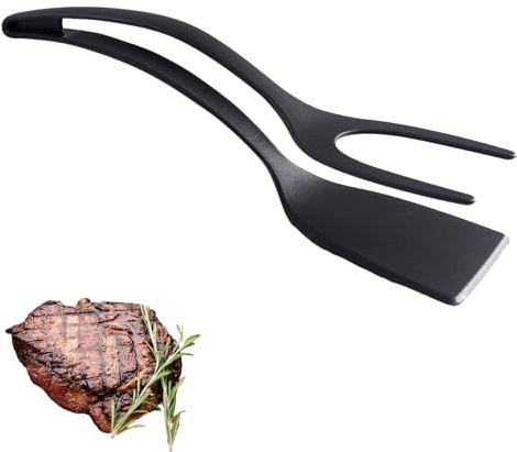 Egg Spatula, 2 in 1 Grip & Flip Kitchen Grip and Flipp Tongs Spatula Tongs for Pancakes, Fish, Eggs Turners, Frying Turning Grilling Cooking Tool(Black)