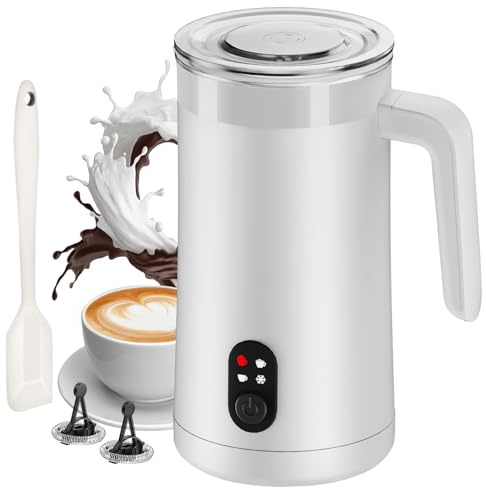 Ovetedot Milchaufschäumer Elektrischer, 400 ml Heißer und Kalter, Weiß | 4-in-1 Multifunktionalität, Heim- und Büronutzung, automatische Abschaltung, Temperaturregelung, schneller und leiser Betrieb