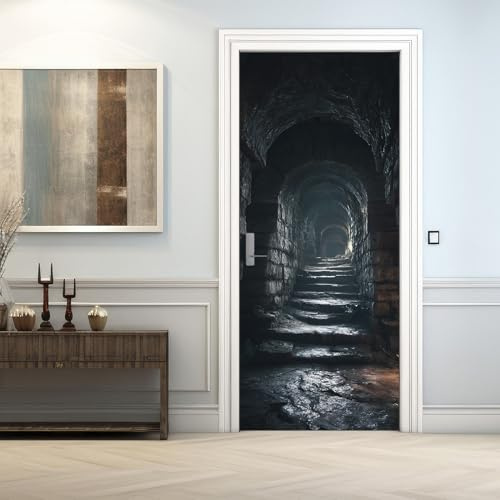 Optische Täuschung Türtapete Selbstklebend 70 x 200, Treppe Türbilder Türfolie Türposter Türaufkleber Selbstklebende PVC, Türdeko Optische Täuschung