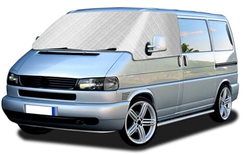 Auto Windschutzscheiben Abdeckung für VW T4 1990-2004, Faltbare Externe Thermo Scheibenabdeckung Windschutzscheibenabdeckung, Blockiert UV Strahlen Frontscheibenabdeckung