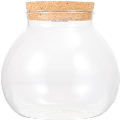 GALPADA Vase de Propagation en Verre Rond avec Couvercle en Liège Sécurisé pour Plantes et Fleurs, Décoration Polyvalente Élégante pour Bureau et Fêtes