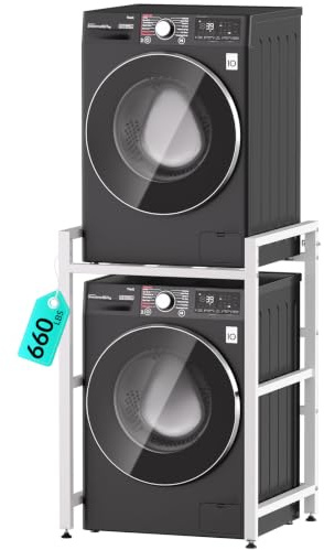 LUMENOX Washer Dryer Stand Stacking Kits,3 Level Height Adjustable Tumble Dryer Stand,White Stacking Kit Load Capacity 300KG for Tumble Dryers and Dishwashers