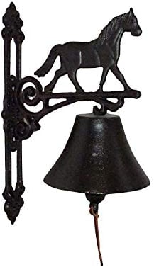 NACH Gusseisen-Pferd-Türklingel, kleine Türglocken für Zuhause, rustikale Abendessenglocke, Küchentürklingel, Metall-Türklingel, 11,4 x 16 x 25,9 cm, JS-90-085
