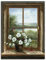 ARTLAND Wanddeko Leinwand Bilder Wandbild 45x60 cm Fensterblick Blumen Fenster Landschaft Natur Stillleben Botanik Kunst T5ZB