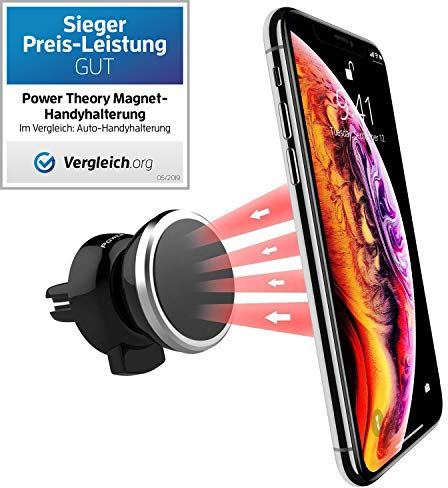 Power Theory Support de Téléphone Magnétique - Support Universel pour Voitures évent Compatible avec iPhone 11 Pro/XR/XS/X/SE/8/7/6 Plus/Max Samsung Galaxy S20/S10/S10+/S9/S8/S7 et Tous Smartphones