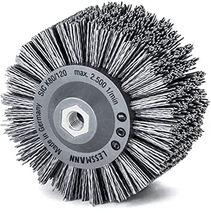 Lessmann Rundbürste gestanzt grau ø 140 mm (18 x 13 Reihen, Aufnahme: M14, Fadenstärke 1,2 mm Schleifborsten mit Siliziumcarbidkorn, zur Holzbearbeitung geeignet, für großflächige Oberflächen) 402890