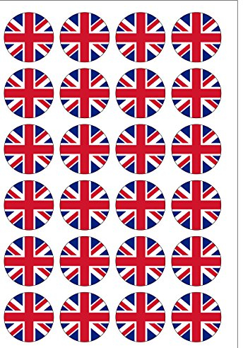 24 Precut Royal Union Jack UK Flag Edible Wafer Paper Cake Toppers Decorations - Patriotic