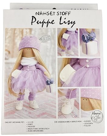 GMMH Nähset Bastelset Puppe zum Selbermachen, 30 cm Groß, Puppen Selber Nähen, DIY, Geschenkidee für Bastler, Schneidern, Schneider Set, Selbernähen (Lisy)