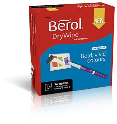 Berol Dry Wipe Fine Tip Whiteboard Pen - Assorted Fun Colours (Pack of 96)