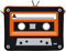 Digittrade LS132-13 Old School Designer Notebook Tasche 13.3 Zoll (33.8 cm) Neopren Laptop Schutzhülle 13 bis 14 Zoll Kassette Musik Retro schwarz-orange