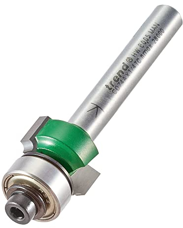 Trend CraftPro Guided Rounded Over Router Cutter Bit, 1/4 Inch Shank, 1.6mm Radius and 7.9mm Cut Length, Tungsten Carbide Tipped, C074AX1/4TC