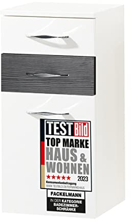 FACKELMANN Midischrank SCENO/gedämpfte Scharniere & Soft-Close-System/Maße (B x H x T): ca. 40 x 80 x 36,5 cm/Türanschlag frei wählbar/Korpus: Weiß/Front: Weiß/Unterer Schub: Schwarz