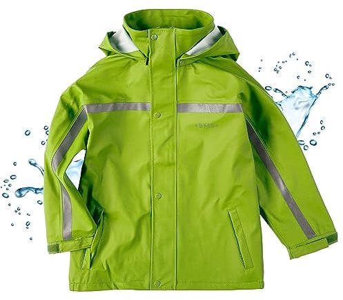 BMS Buddeljacke, Regenjacke für Kinder mit abnehmbarer Kapuze in limette Größe 86
