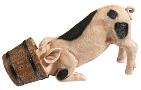 Design Toscano Figur Schweinchen mit Eimer