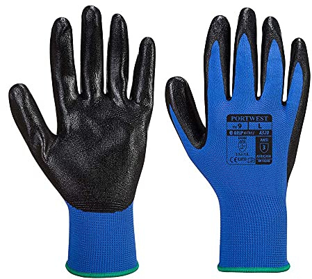 Portwest A320 ANSI Nitrile Foam Dexti-Grip Glove Blue, Small
