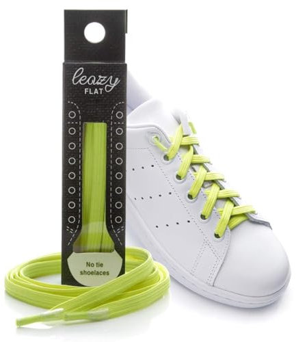 leazy flat Schnürsenkel, Neongelb, XL: Bis 7 Ösen pro Seite, 1 Paar