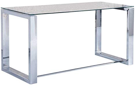 Office, Mesa de Estudio, Oficina, Office, Acabado en Cristal y Cromo, Medidas 140 cm (Largo) x 70 cm (Ancho) x 75 cm (Alto)