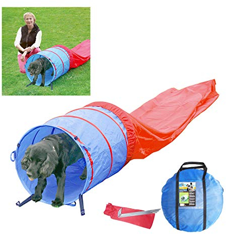 Pawise 11434 Agilitytunnel Hundetunnel Spieltunnel Sacktunnel 5 Meter, blau-rot