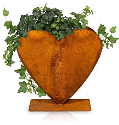 Blümelhuber Edelrost Gartendeko Vintage Metallherz - 40 cm x 40cm Herzen Deko zum Bepflanzen - Ideal für Garten oder Haustür