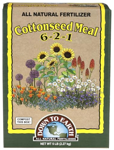 Down To Earth All Natural Fertilizers Organic Cottonseed Meal - Plant Food for Low pH Acid Soil Loving Plants 6-2-1, 5 lb