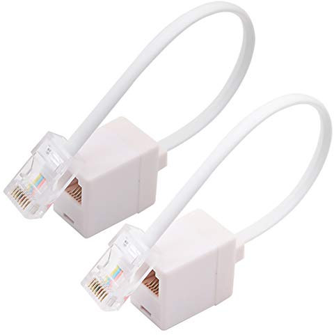 Ted Lele Lot de 2 câbles adaptateurs RJ45 vers RJ11 6P4C femelle vers Ethernet RJ45 8P8C mâle Blanc
