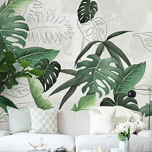 Tapete 3D Fototapete Südostasien Tropical Rainforest Plant Tapete Green Nordic Leaf Fototapete Schlafzimmer TV Hintergrund Tapete300cm×210cm