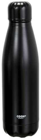 Cook Concept - Bouteille de Transport 50 Cl Noir - Inox - Chaud/Froid - Double Paroi - Dimensions : 25.8 X 7 X 25.8 cm